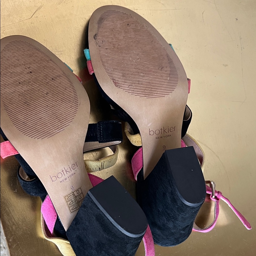Botkier Suede Multicolor Colorful Strappy Heels - Picture 8 of 9